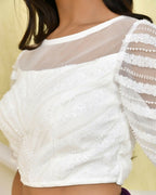 Amodini Designer Studio Heavy Work White Pearl Padded Blouse