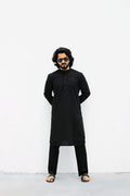 Jompers Men's Black Solid Cotton Kurta Only