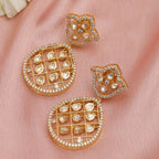 Jhallar Kundan and Diamond Dangler Earrings (Gold) - Ruby Raang - Distacart