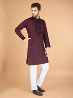 Vastranavya Maroon Exclusive Festival Wear Viscose Silk Thread with Sequence Embroidered Work Kurta with Dupatta