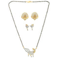AanyaCentric Gold-Polished Mangalsutra with Pendant, 2 Pair Earrings