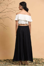 Juniper Women Black Rayon Solid Flared Palazzo
