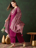 Sangria Embroidered Kurta & Trouser With Dupatta