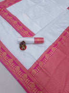 DEIANA'S Beautiful Designer Golden zari Soft Lichi Silk Saree - White