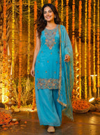 Teeya Creation Sky Fendy Silk Beads Work Designer Wedding Wear Salwar Suit - Distacart