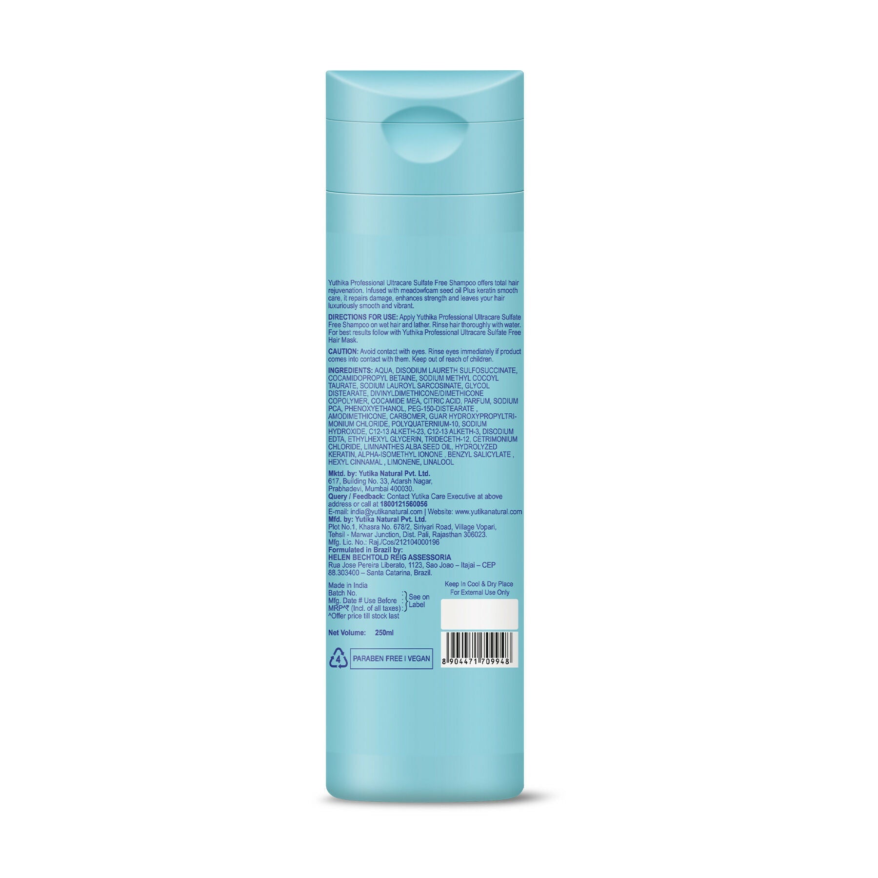 Yuthika Professional Ultracare Sulfate Free Shampoo For Women & Men
