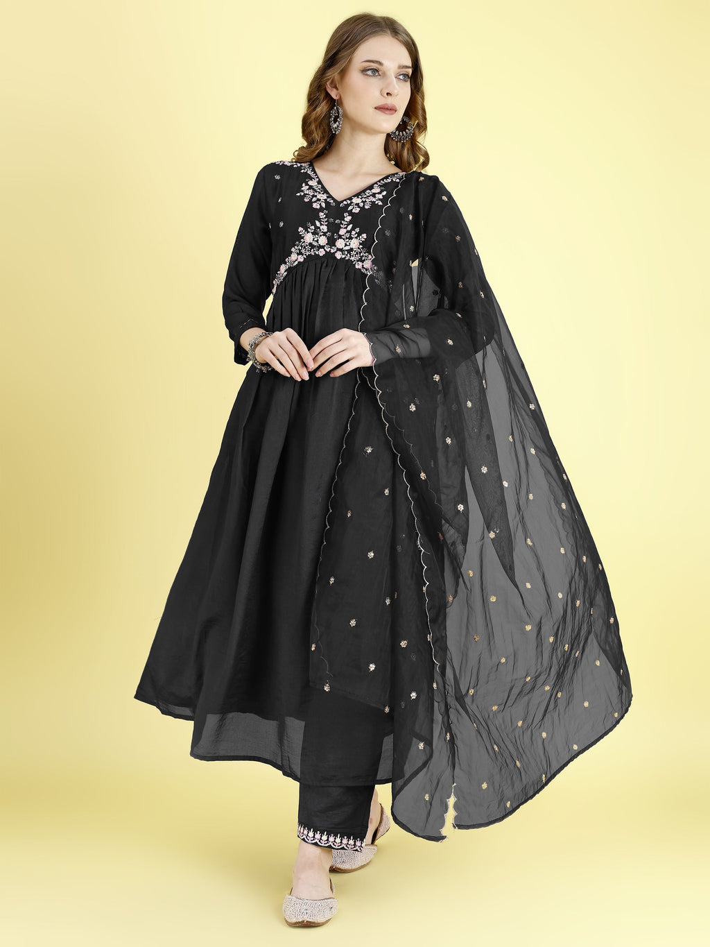 Yash Enterprise Black Vichitra Silk Embroidery Party Wear Suit Set - Distacart
