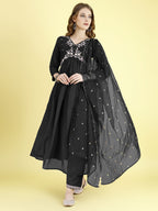 Yash Enterprise Black Vichitra Silk Embroidery Party Wear Suit Set - Distacart