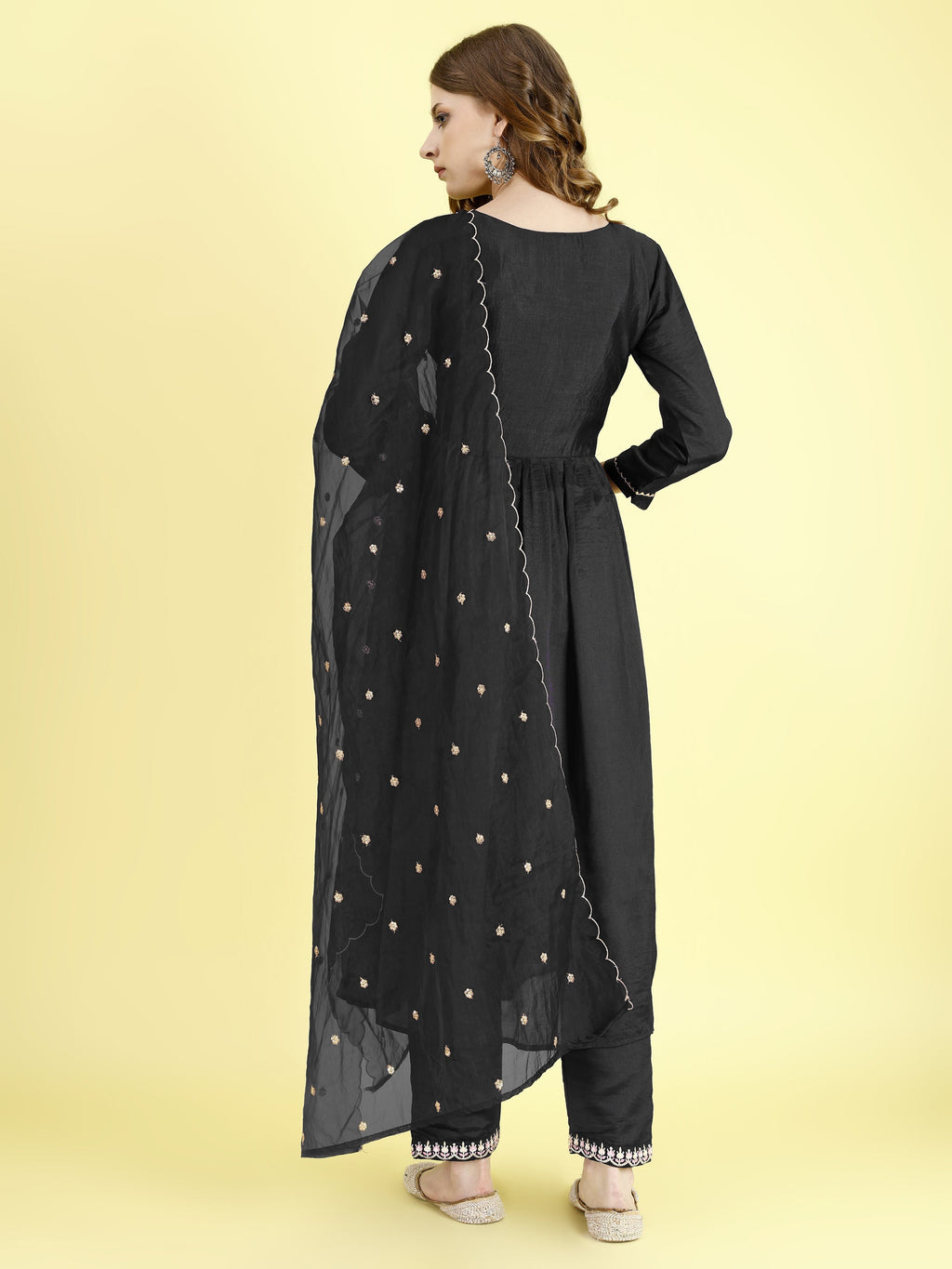 Yash Enterprise Black Vichitra Silk Embroidery Party Wear Suit Set - Distacart