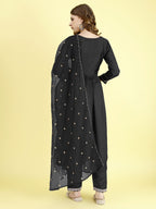 Yash Enterprise Black Vichitra Silk Embroidery Party Wear Suit Set - Distacart
