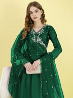 Yash Enterprise Green Vichitra Silk Embroidery Party Wear Suit Set - Distacart