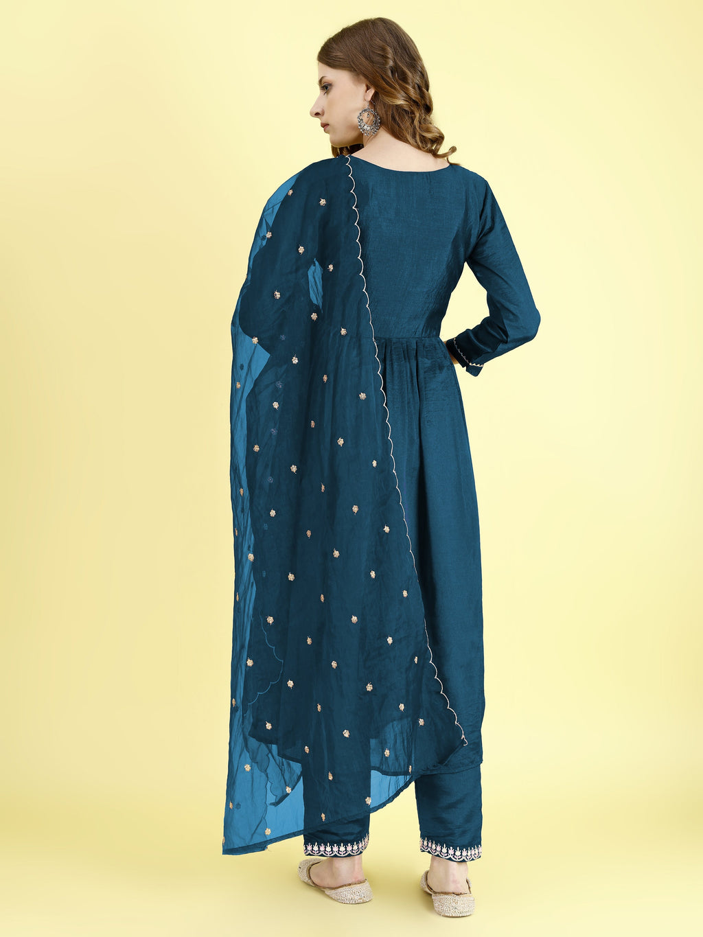 Yash Enterprise Morpankh Vichitra Silk Embroidery Party Wear Suit Set - Distacart