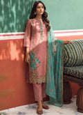 Vegaa Fashion Peach Organza Fancy Zari Party Wear Suit - Distacart
