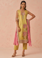 Vegaa Fashion Yellow Fancy Crush Embroidered Salwar Suit - Distacart