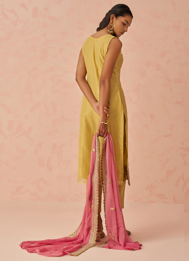 Vegaa Fashion Yellow Fancy Crush Embroidered Salwar Suit - Distacart
