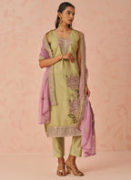 Vegaa Fashion Gold Fancy Crush Embroidered Salwar Suit - Distacart