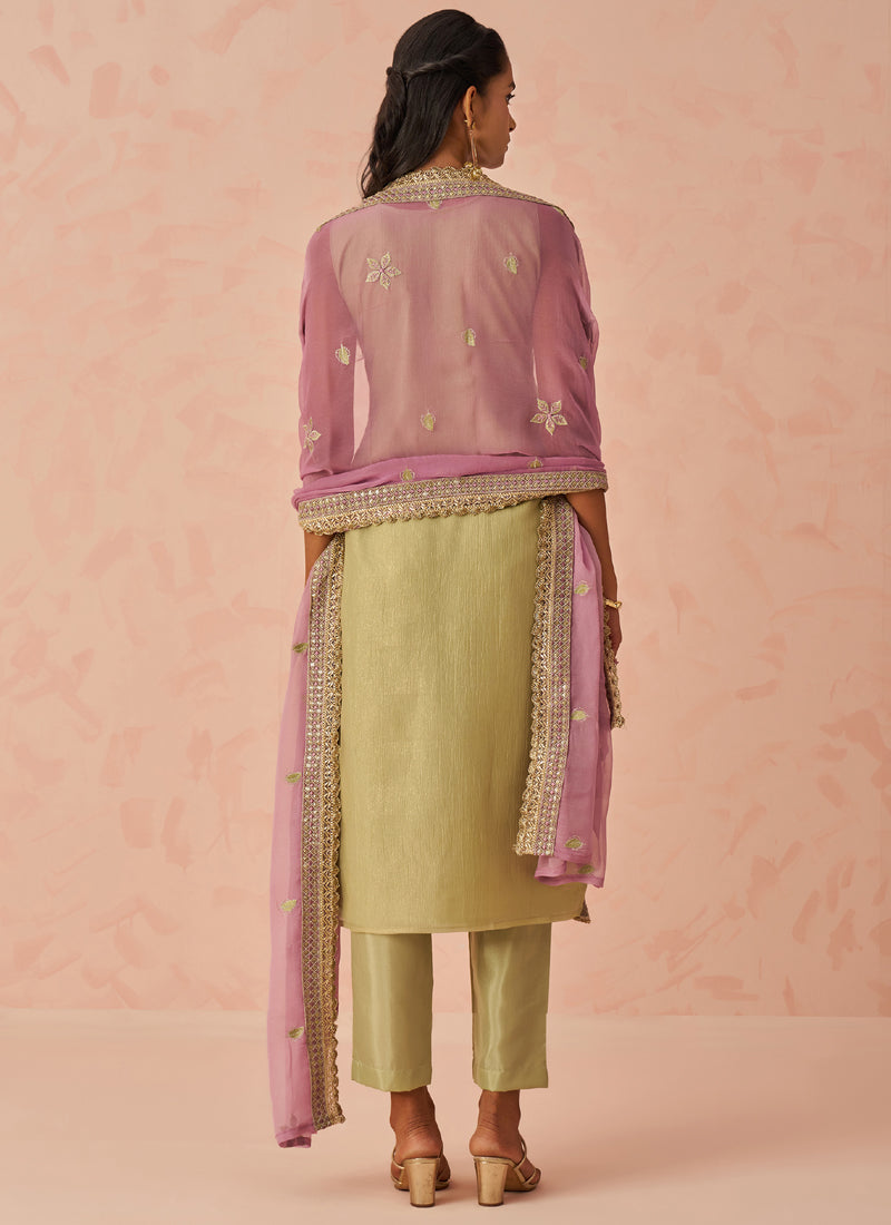 Vegaa Fashion Gold Fancy Crush Embroidered Salwar Suit - Distacart