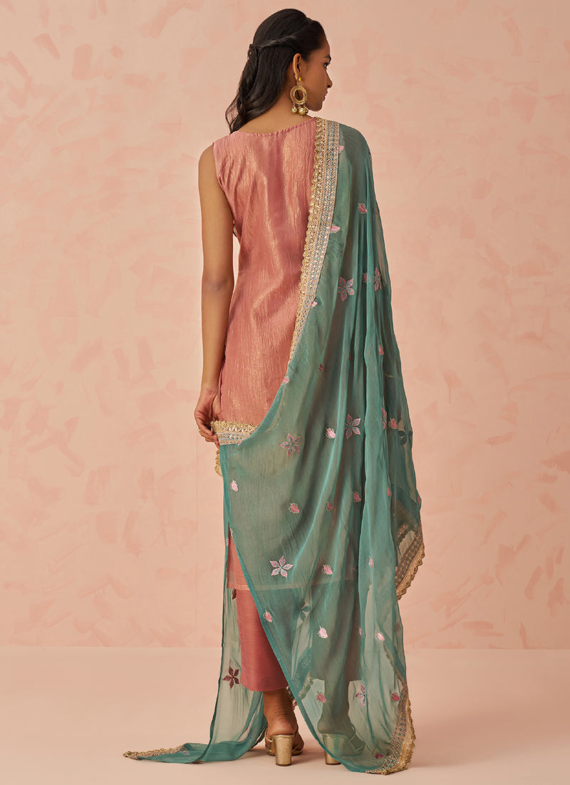 Vegaa Fashion Peach Crush Embroidered Salwar Suit - Distacart