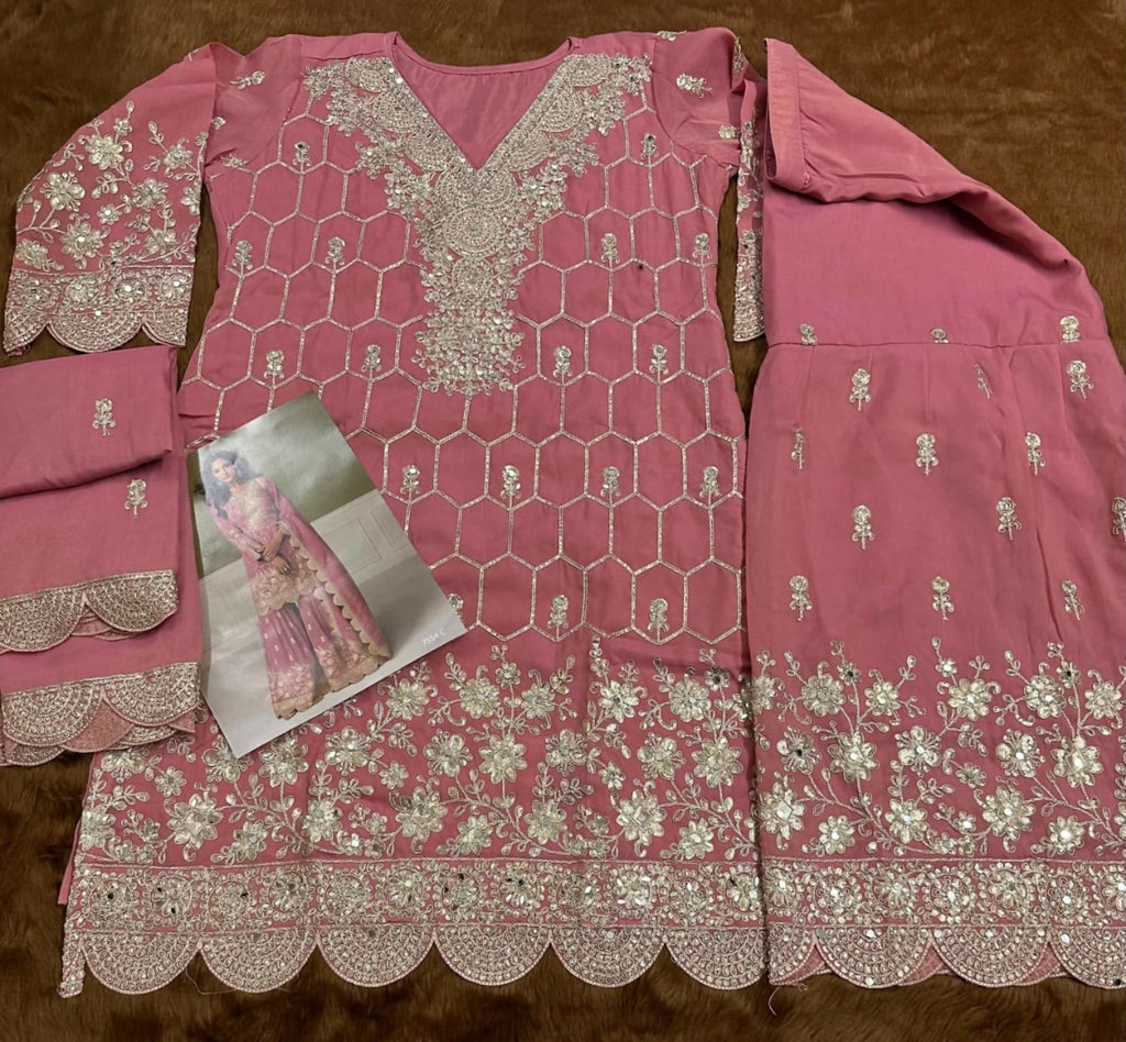Anaita Peach Real Shimmer Readymade Suit with Embroidery & Real Mirror Work - Distacart