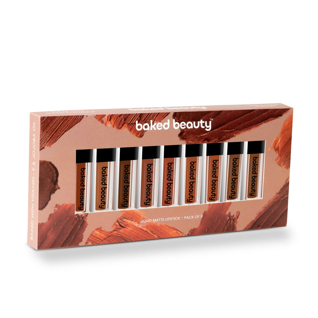 Baked Beauty Liquid Matte Lipstick Brown Palette (Set of 9)