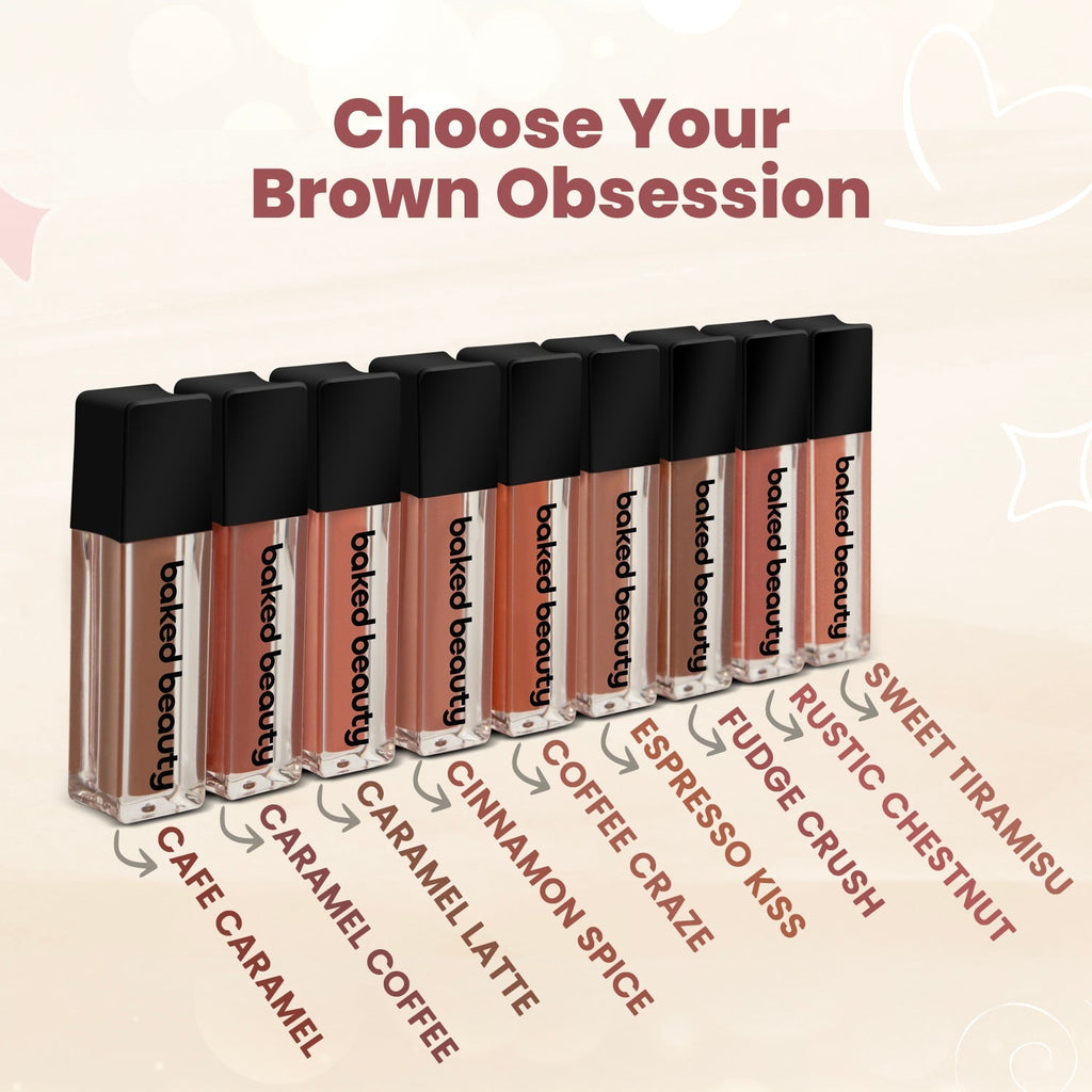 Baked Beauty Liquid Matte Lipstick Brown Palette (Set of 9)
