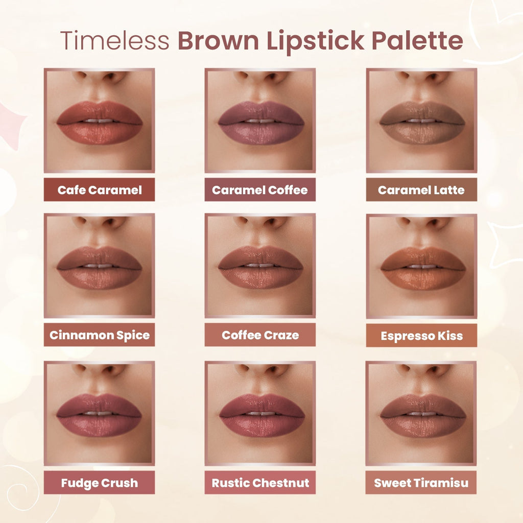 Baked Beauty Liquid Matte Lipstick Brown Palette (Set of 9)