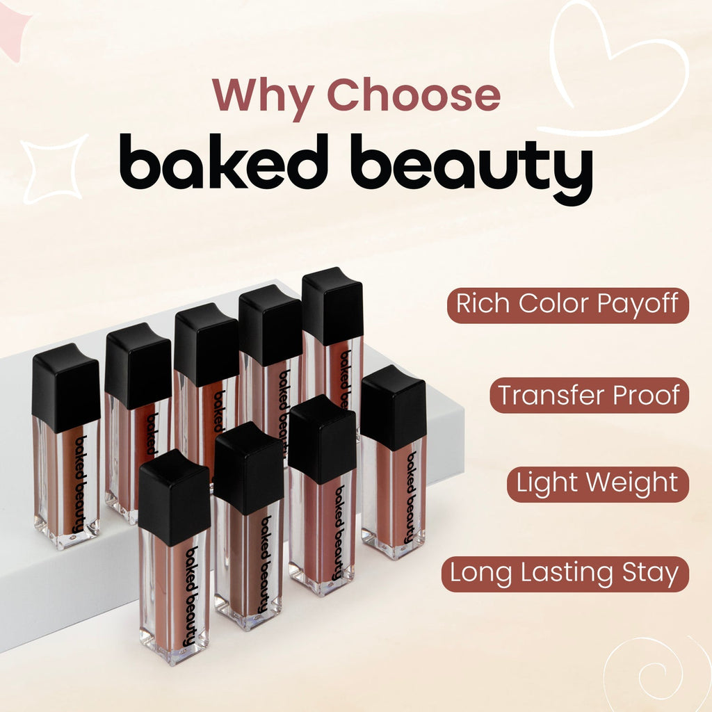 Baked Beauty Liquid Matte Lipstick Brown Palette (Set of 9)