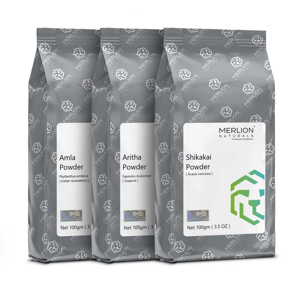 Merlion Naturals Amla Aritha and Shikakai Powder Combo
