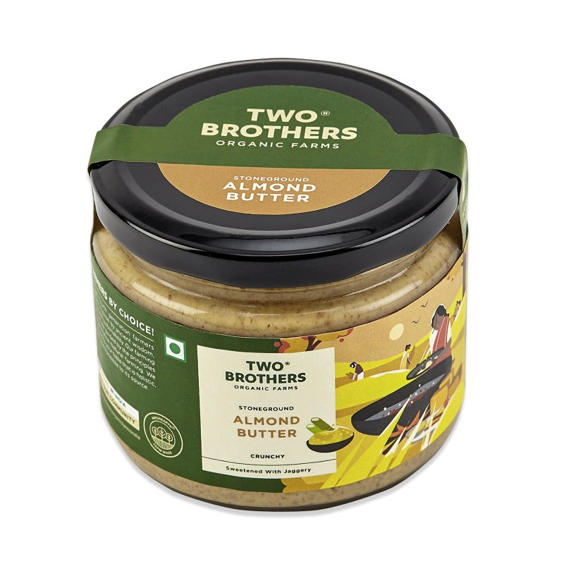 Two Brothers Organic Farms Stoneground Almond Butter Crunchy Sweetened With Jaggery