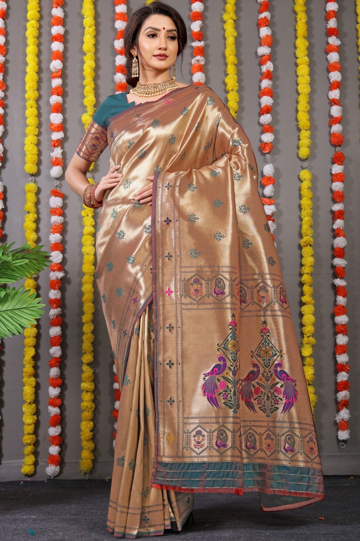 Anaita Green Woven Design Pure Silk Banarasi Saree With Blouse - Distacart
