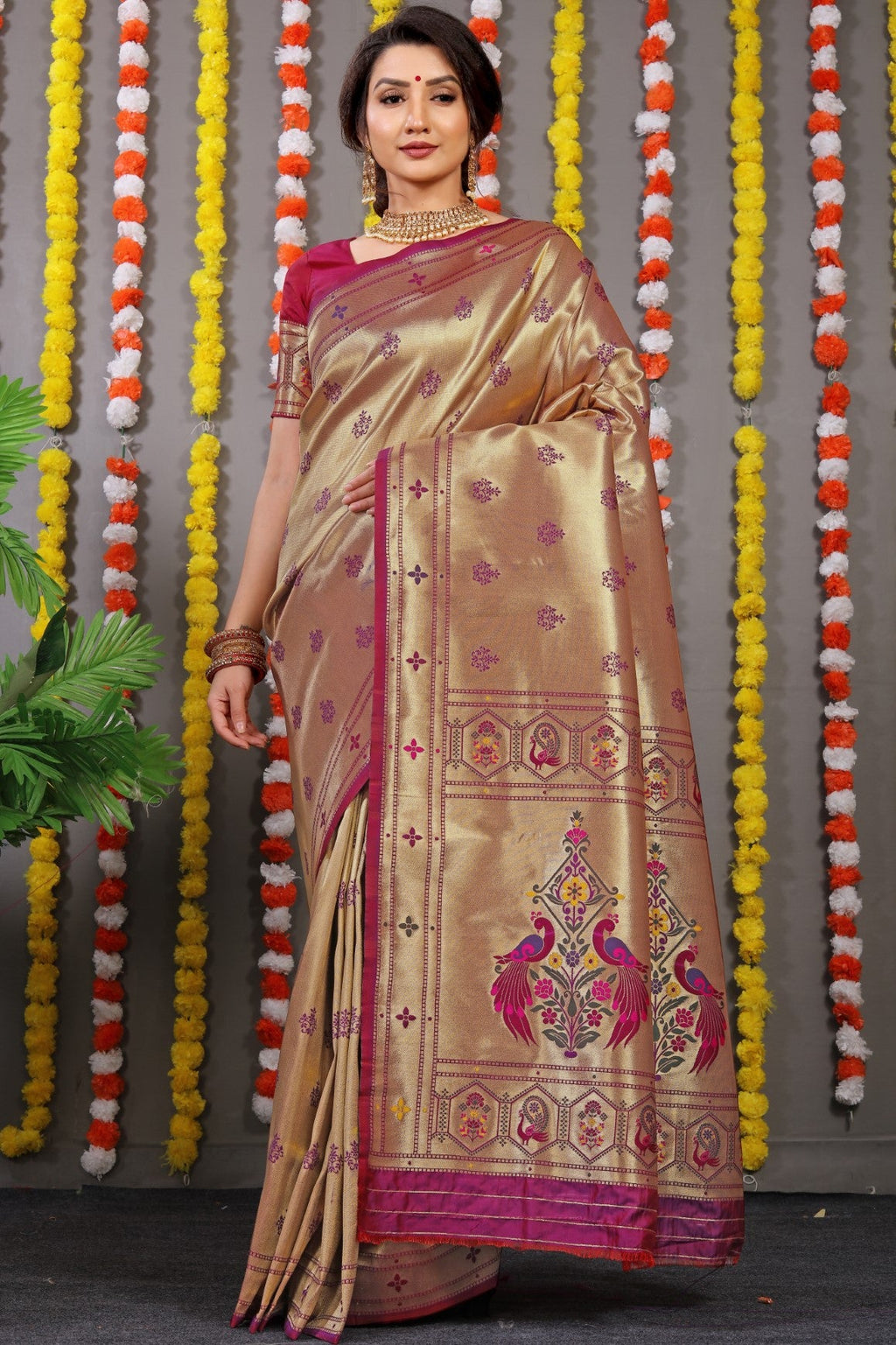 Anaita Purple Woven Design Pure Silk Banarasi Saree With Blouse - Distacart