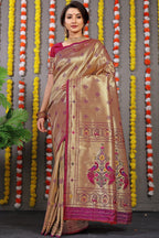 Anaita Purple Woven Design Pure Silk Banarasi Saree With Blouse - Distacart