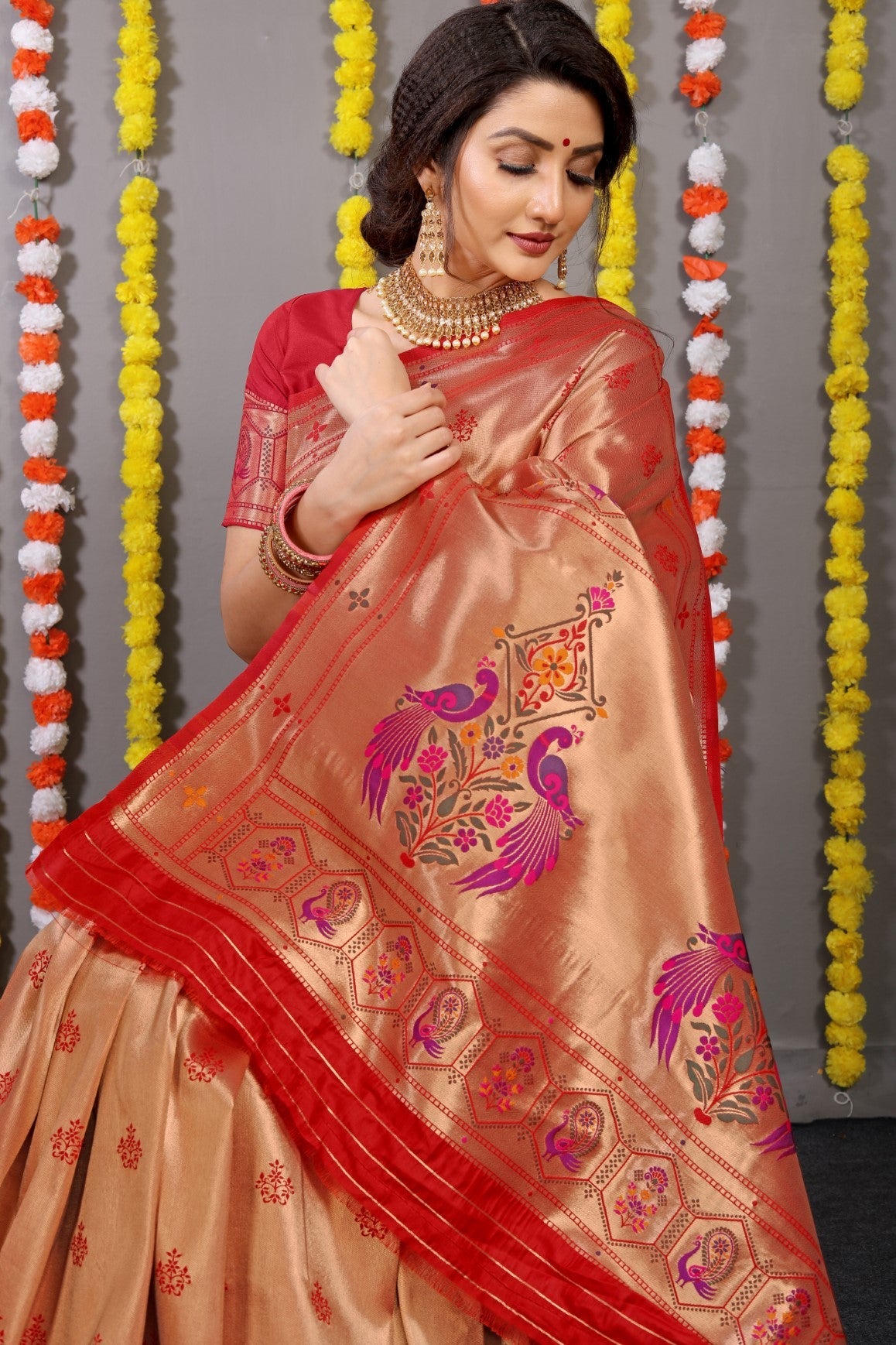 Anaita Red Woven Design Pure Silk Banarasi Saree With Blouse - Distacart