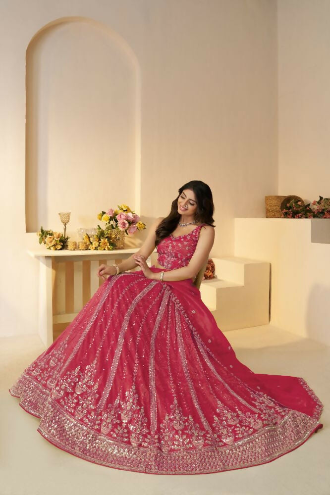 Kesar Fab Pink Jimmy Choo Hand_Woven Lehenga