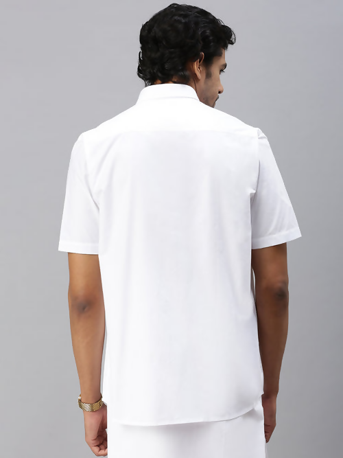 Ramraj Cotton Mens Half Sleeve White Shirt Plus Size - Breeze Cotton