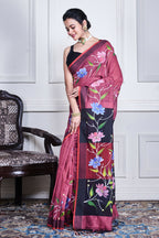 Morchari Multicolour Cotton Handloom Mirror Work Saree Unstitched Blouse - Distacart