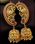 Jewel City Antique Gold Peacock Temple Jhumka Earrings Ruby & Emerald Traditional Earrings Handcrafted South Indian Bridal Jewelry - Distacart