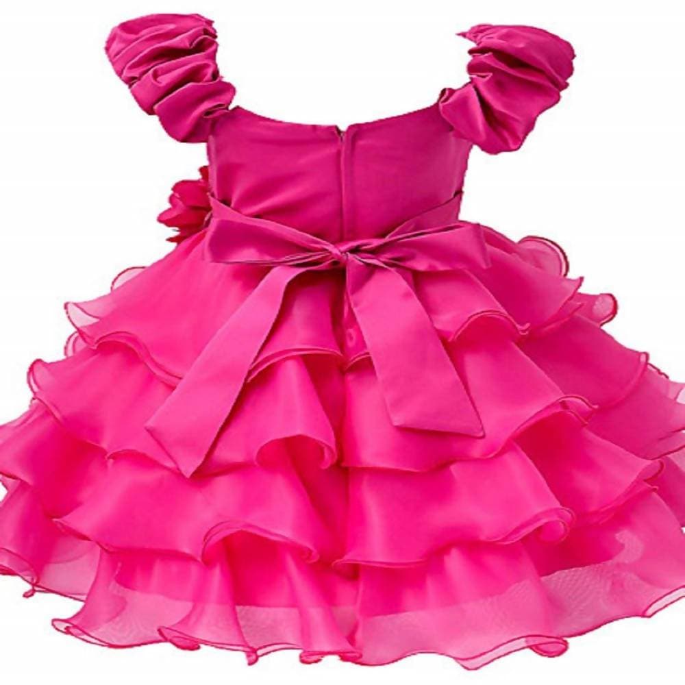 Asmaani Baby Girl's Pink Color Satin Knee Length Frock (AS-dress-22084 )