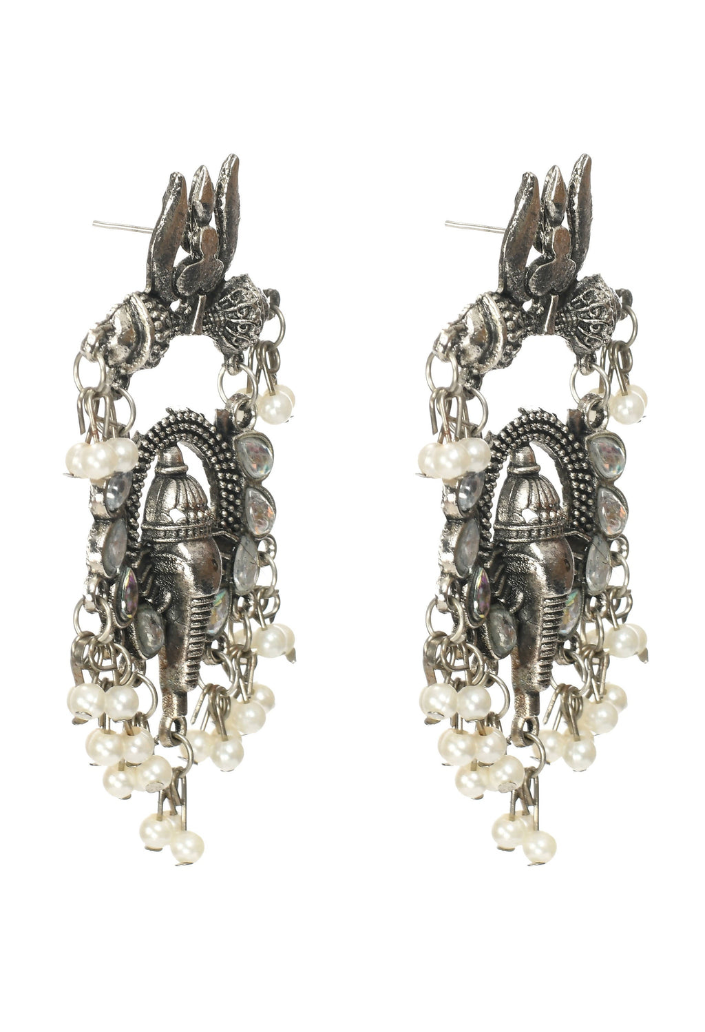 Mominos Fashion Johar Kamal Ganesh Design Silver Color Earrings - Distacart