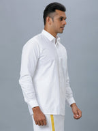 Ramraj Cotton Mens Full Sleeve Formal Poly Cotton White Shirt