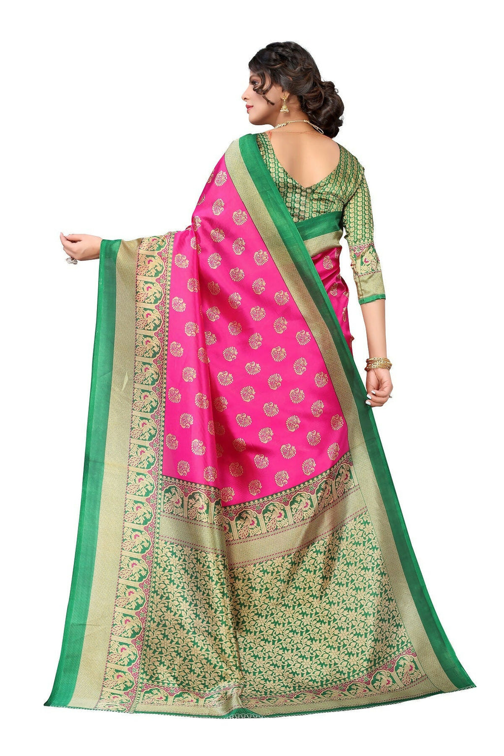 Vamika Pink Printed Art Silk Saree