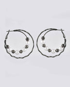 VOJ Women Rhodium-Plated Pearl Stainless Steel Hoop Earrings - Distacart