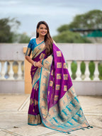 Vedant Vastram Soft Litchi Silk Banarasi Silk Jacquard Saree - Magenta