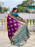 Vedant Vastram Soft Litchi Silk Banarasi Silk Jacquard Saree - Magenta