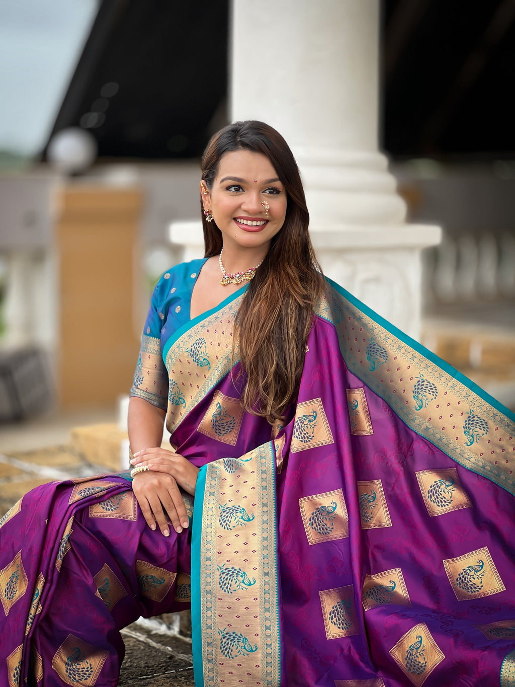 Vedant Vastram Soft Litchi Silk Banarasi Silk Jacquard Saree - Magenta