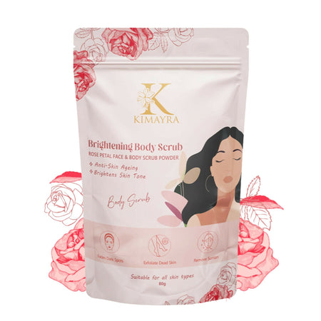 Kimayra Natural Rose Petal Face & Body Scrub For Brightening Skin, Help in Reduce Fine Lines, Wrinkles & Blemishes