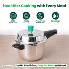 The Indus Valley QuicKooker Tri-Steel Stainless Steel Pressure Cooker, Premium Quality, 3 Layer Heavy Bottom, 100% Safe, ISI Certified, Induction & Gas, 3/5 L