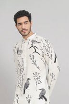 Feathered Birds Print Cotton Kurta by Hilo Design
