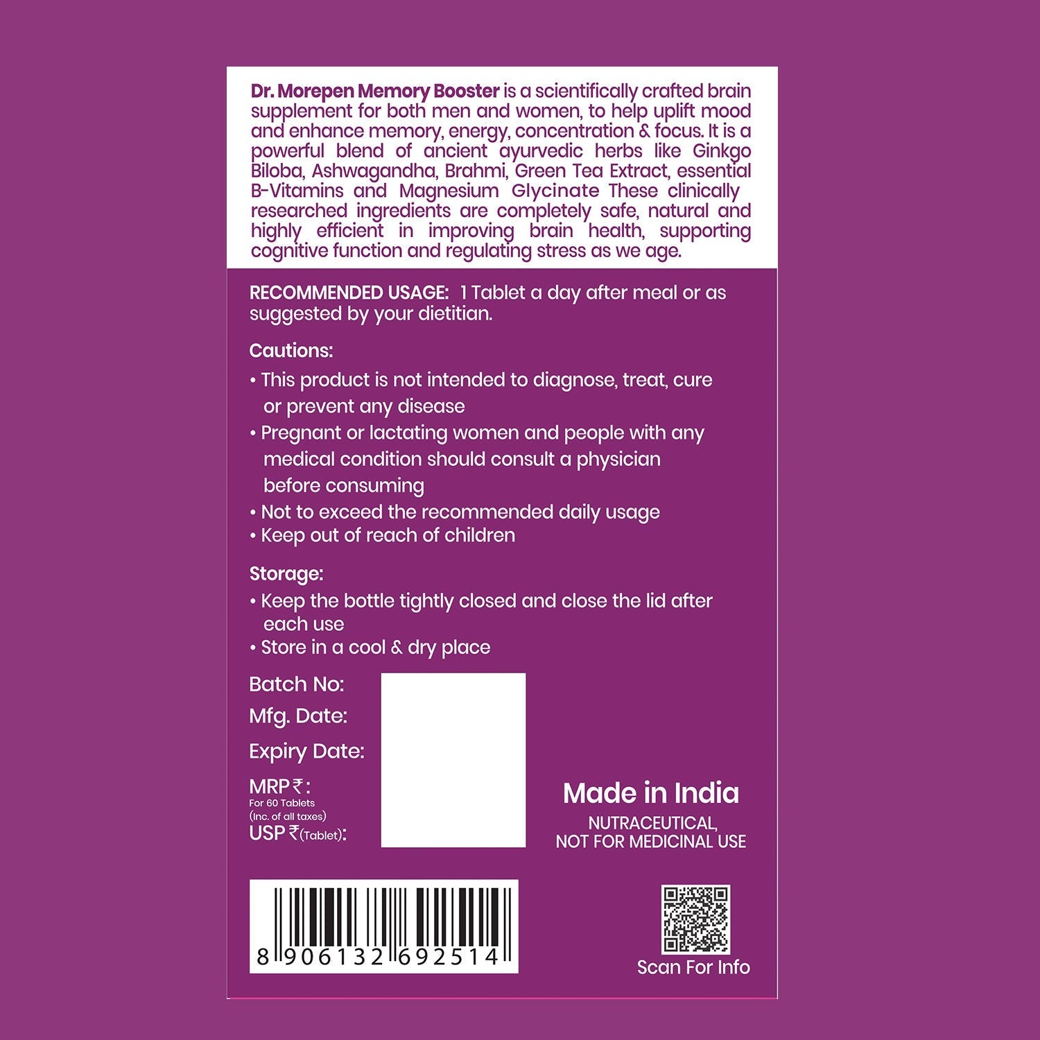 Dr Morpen Memory Booster Tablets