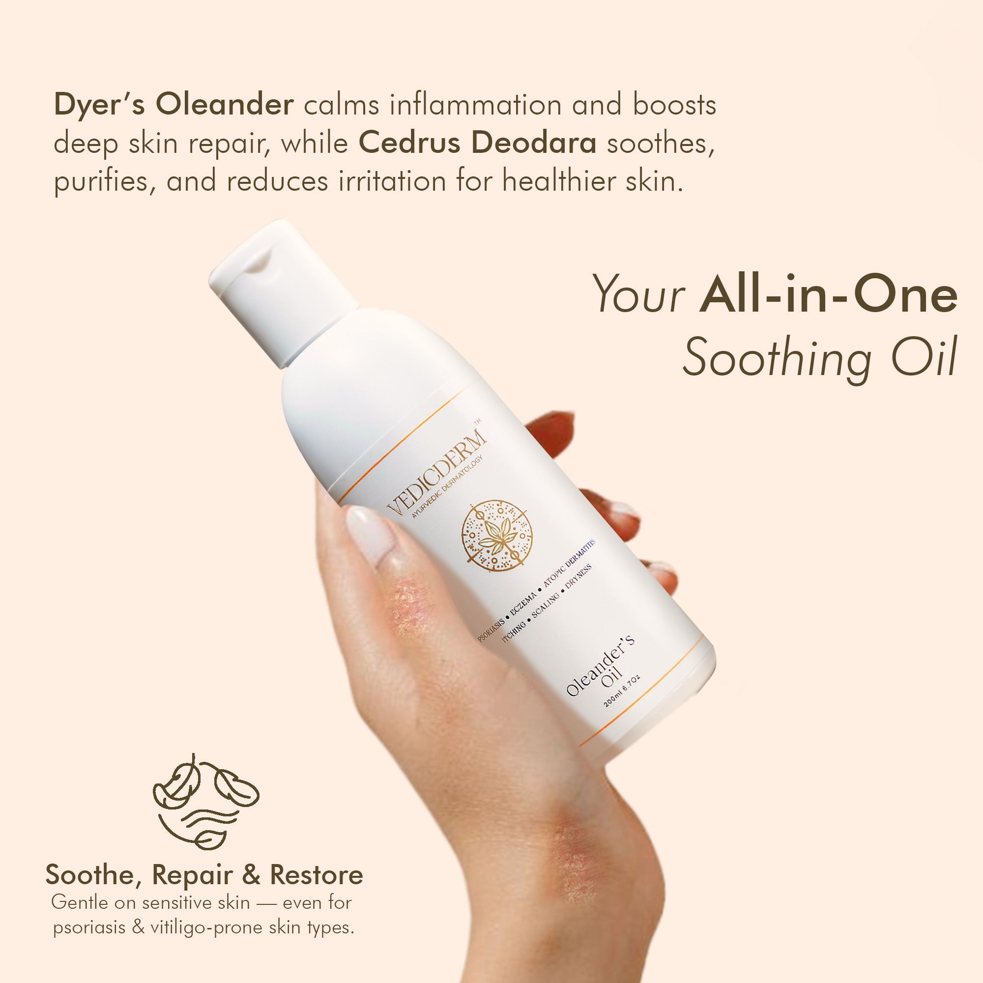 VedicDerm Oleander's Oil for Psoriasis, Eczema, and Atopic Dermatitis - Distacart